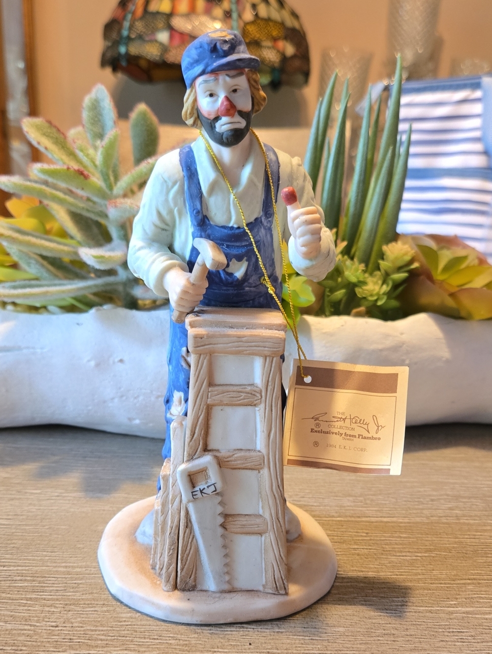Hand-Painted Clown Craftsman Figurine - Blue